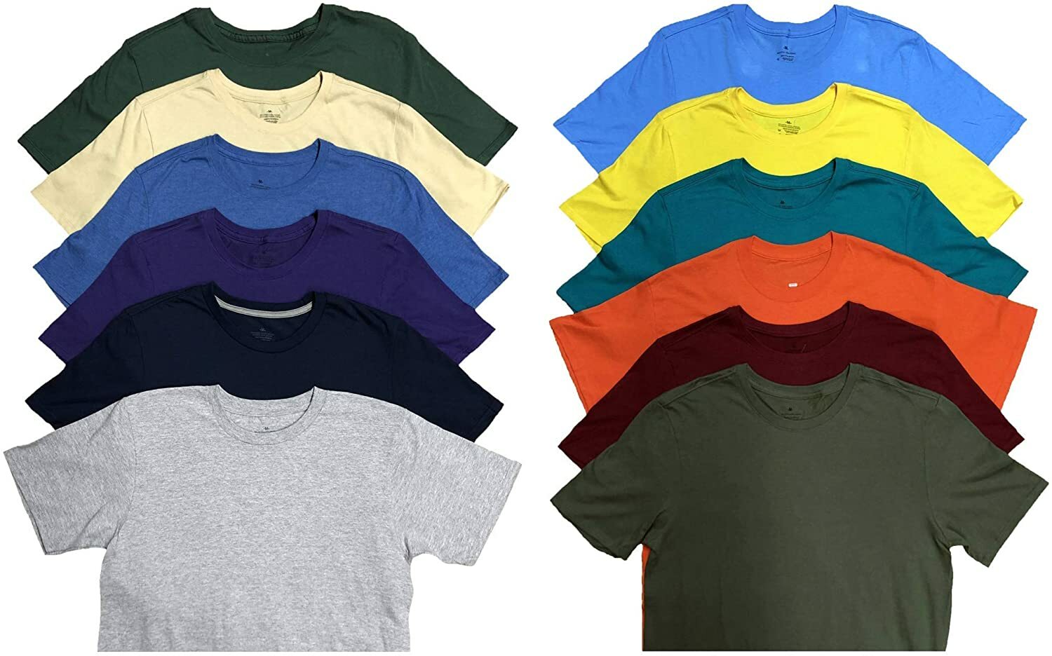 SOCKS’NBULK Mens Cotton Crew Neck Short Sleeve T-Shirts Mix Colors Bulk Pack