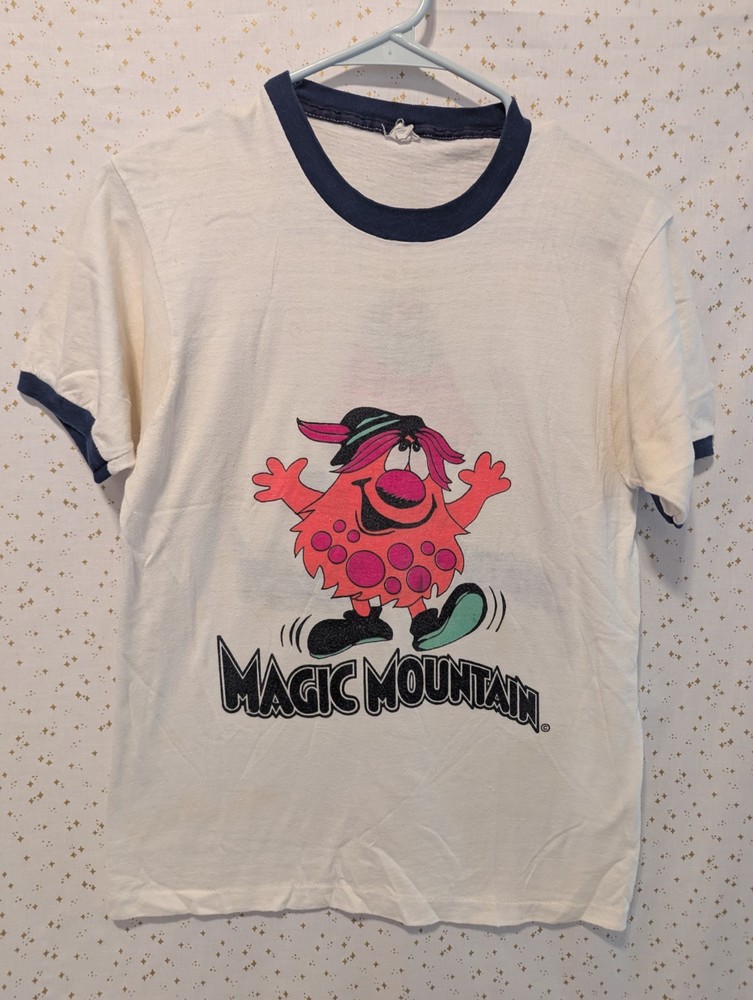VTG 70s Magic Mountain Original Trolls Ringer T-Shirt Sz S Single Stitch