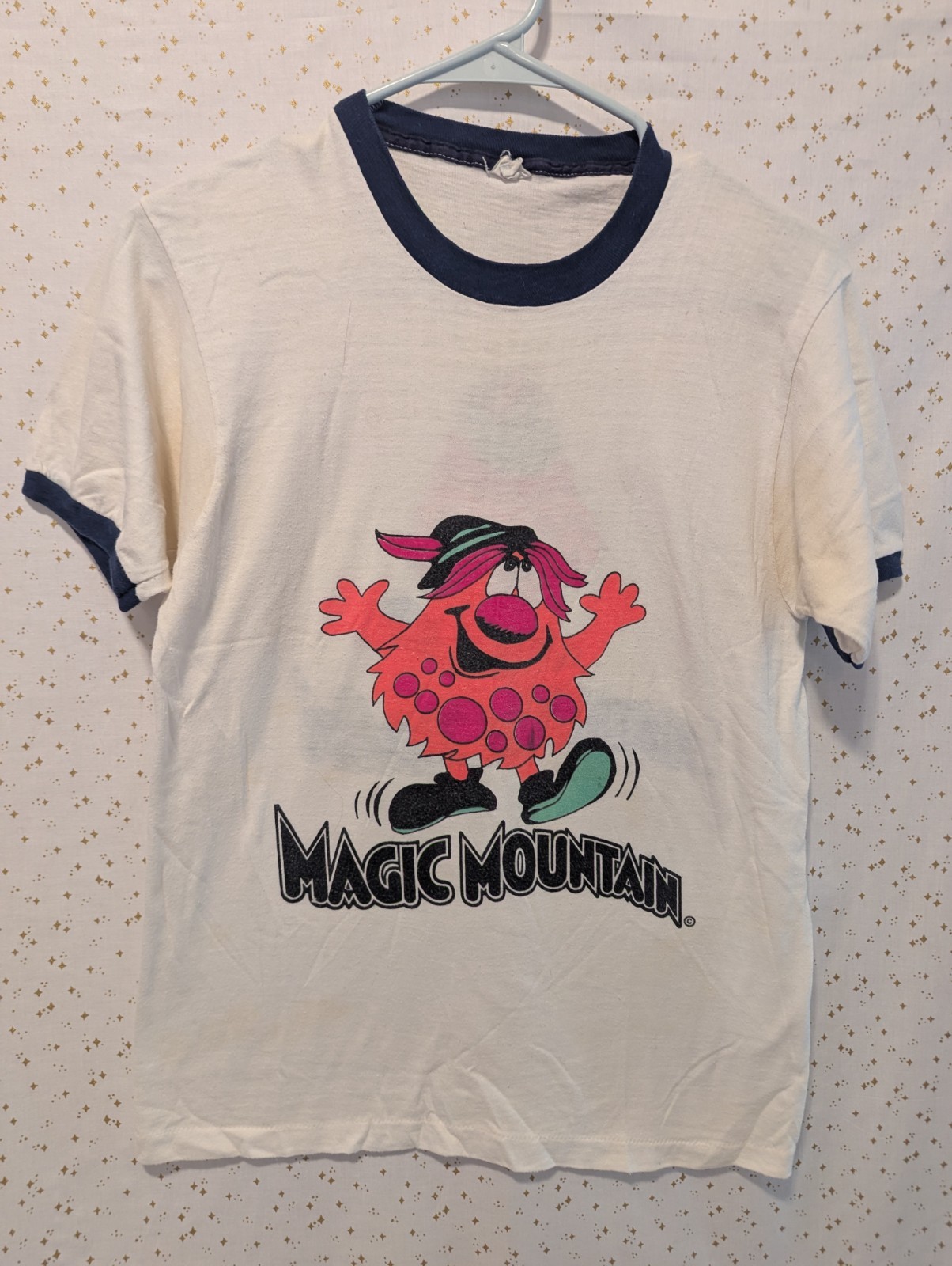 VTG 70s Magic Mountain Original Trolls Ringer T-Shirt Sz S Single Stitch