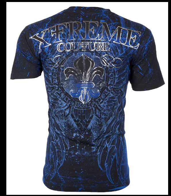 XTREME COUTURE by AFFLICTION Blue HONORABLE Short Sleeve Slim Fit T-shirt NWT gallery