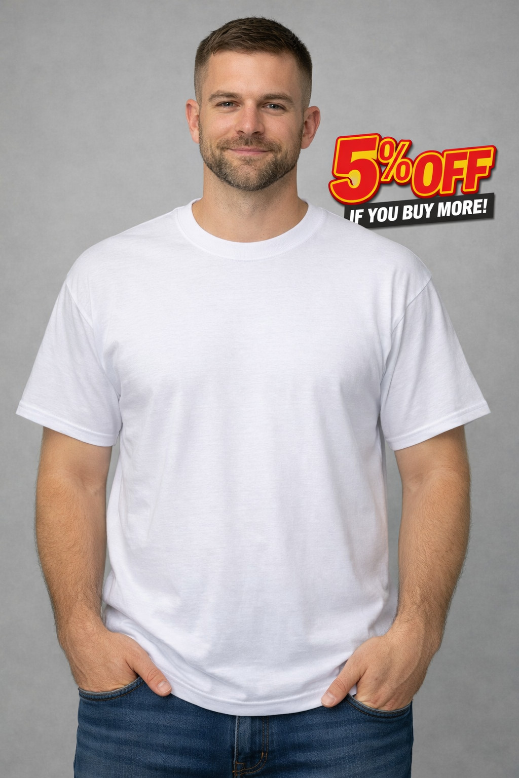 Gildan Heavy Cotton Crew Neck T-Shirt Blank Tee Short Sleeve White Size M gallery