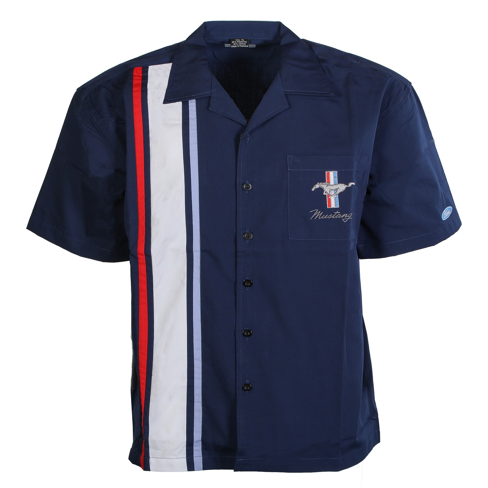 Ford Mustang Dark Blue Pit Mechanic Button Down Work Crew Shirt Official License gallery