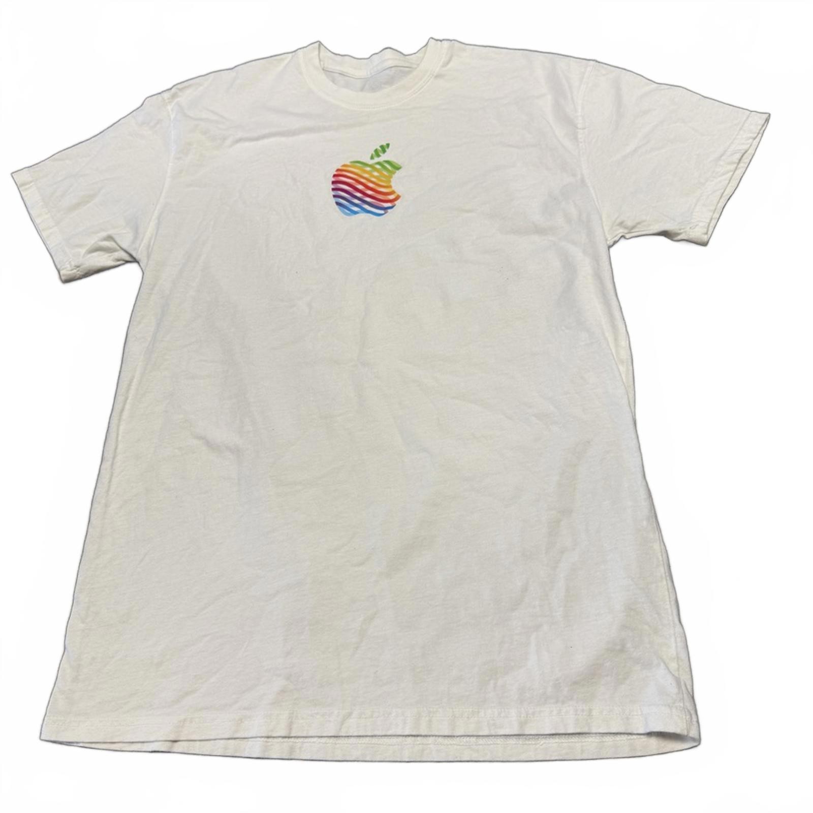 Apple The Grove Tee White Rainbow Wave Logo L Long Length Soft USA Made gallery