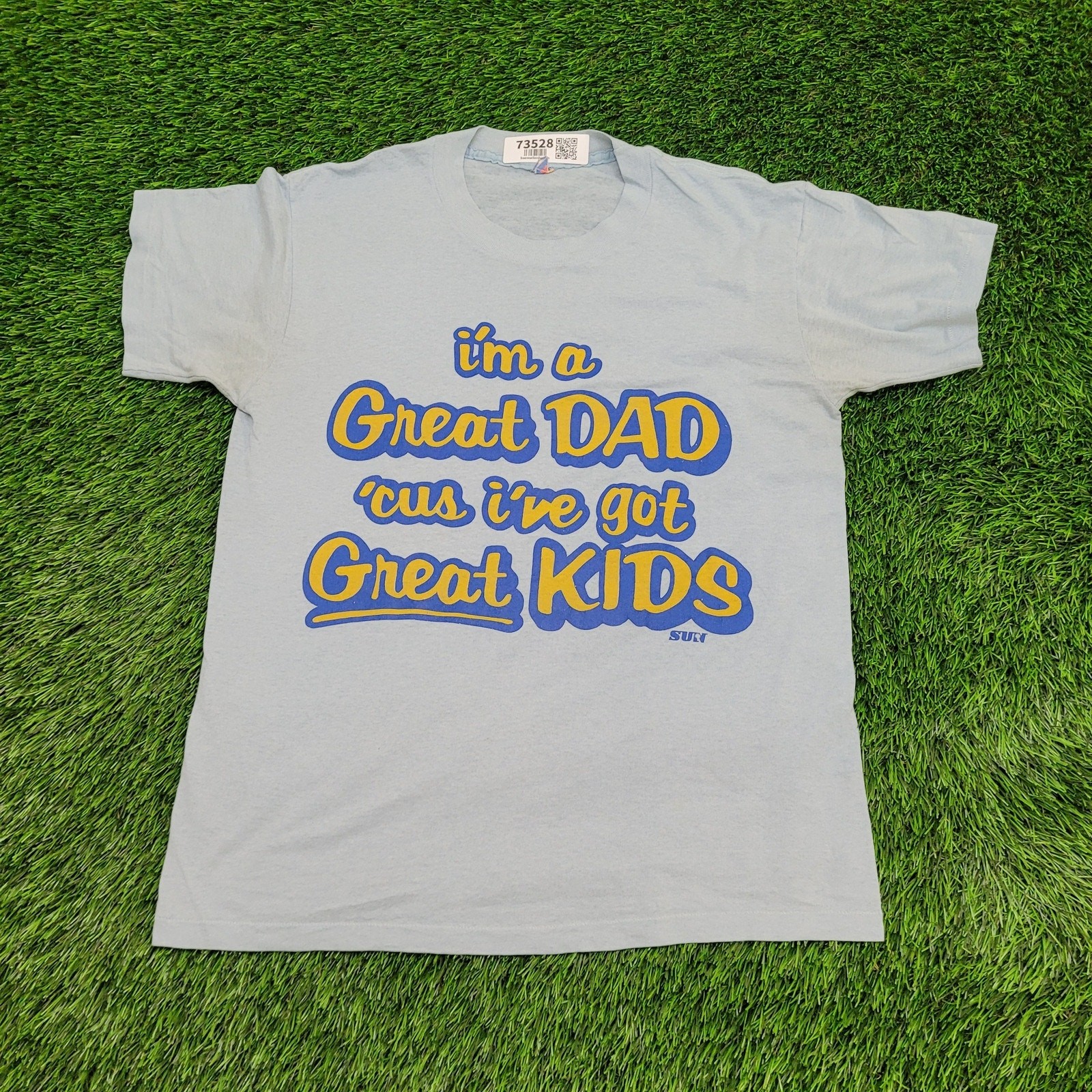 Vintage 80s Great Dad Shirt M/L 20×26 Blue Single-Stitch