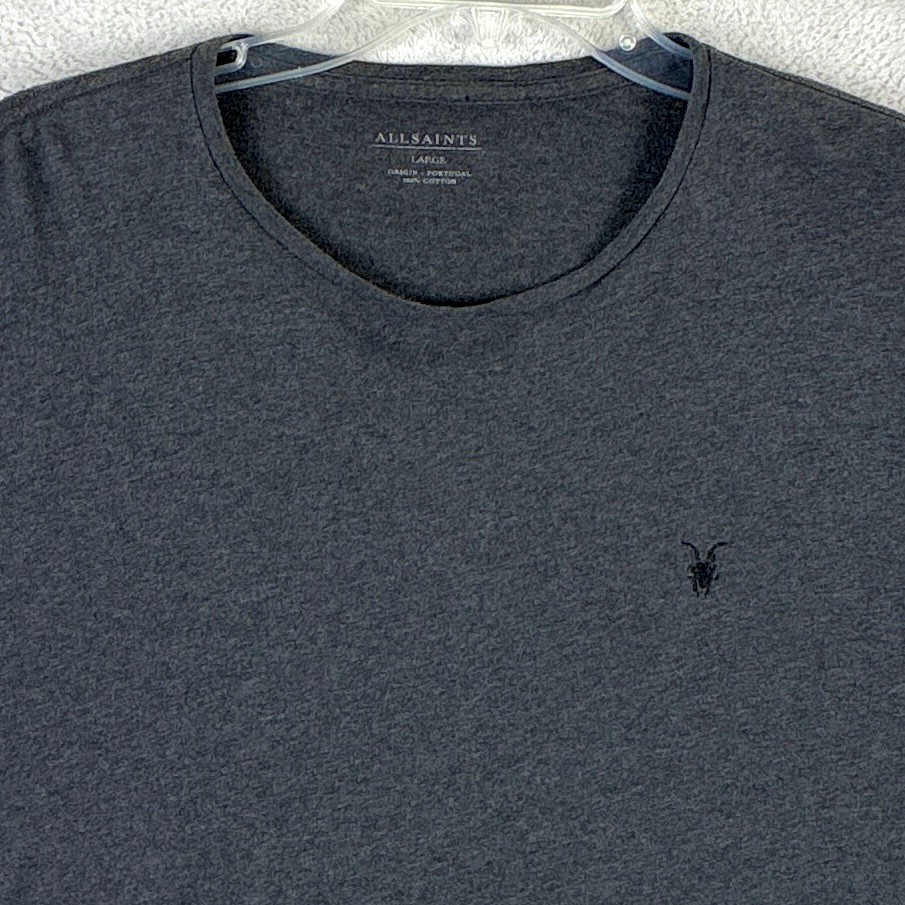 All Saints Tshirt Men L Gray Embroidered Skull Luxury Hipster Punk Streetwear gallery