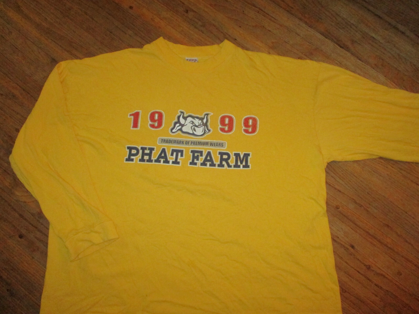 vtg 90s 00s PHAT FARM T SHIRT Long Sleeve Urban Streetwear Hip Hop Yellow 3XL