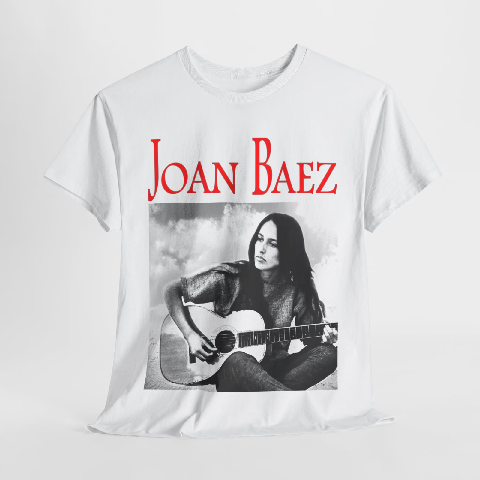 Joan Baez Music Star Cotton White Full Size Unisex T Shirt
