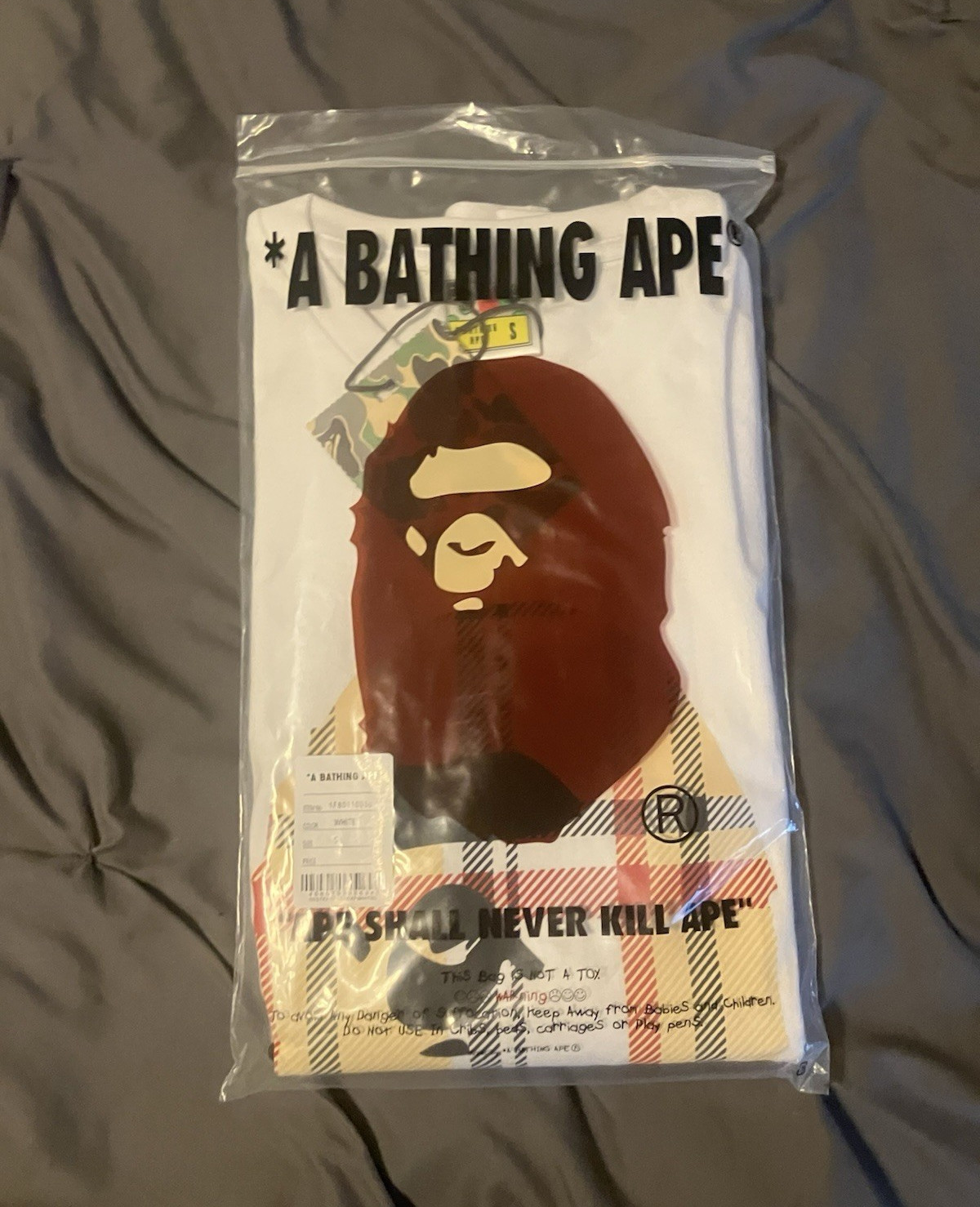 A Bathing Ape BAPE White Ape Head Graphic Logo Cotton Crew Neck Tee Men's S gallery