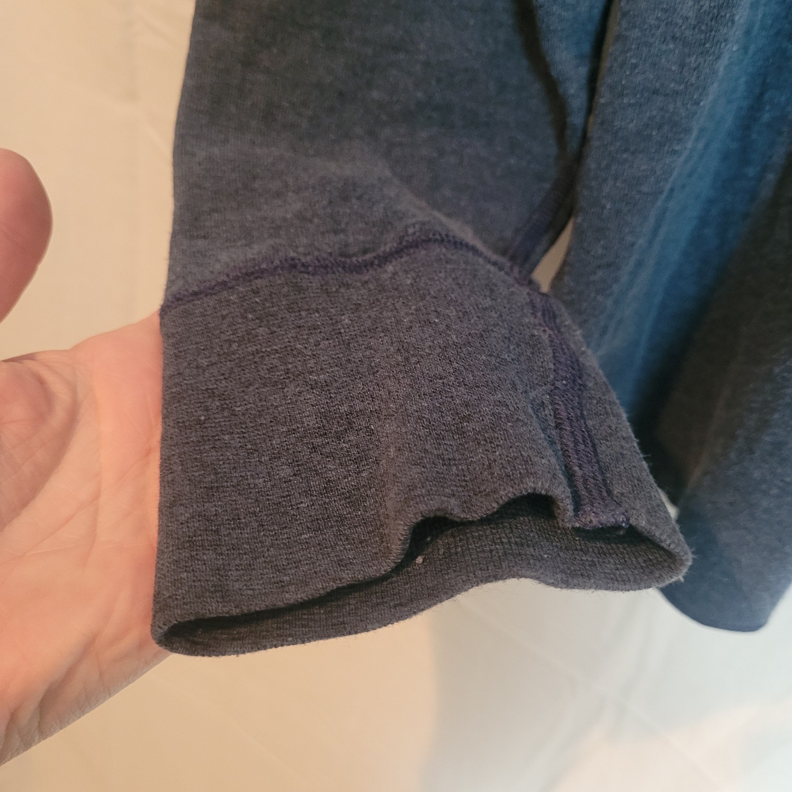 LL Bean Men's River Driver Henley Shirt Large Blue Wool Blend Casual Fisherman gallery
