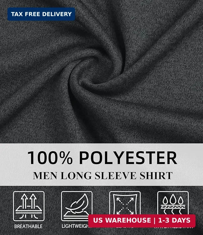 Kinglaman 6 Pack Long Sleeve Shirts for Men Dry Fit UPF 50+ Athletic Gym SPF UV gallery