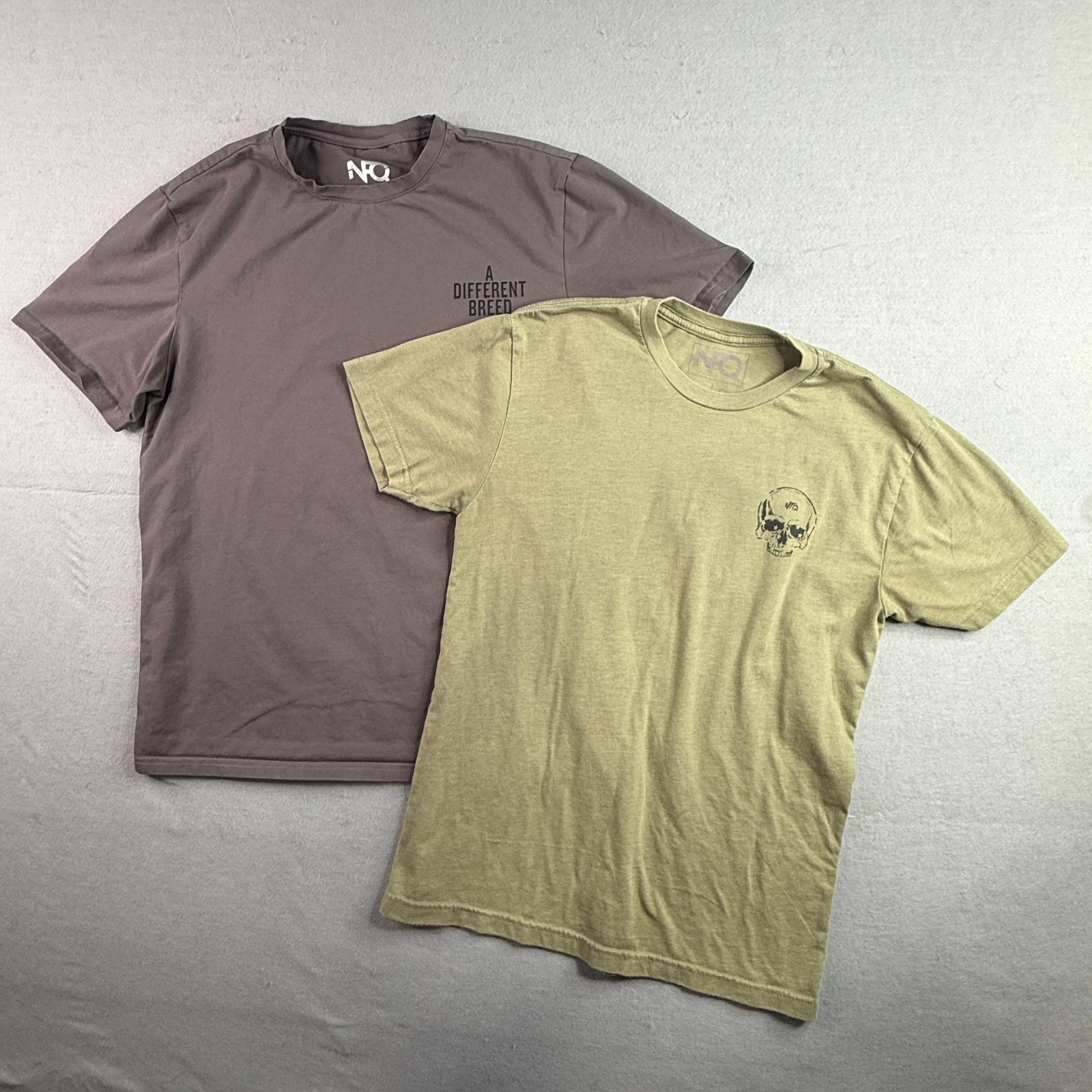 NFQ Mens Graphic T-Shirt Lot Of 2 Mens Small Gray Olive Athletic Cotton Spandex gallery