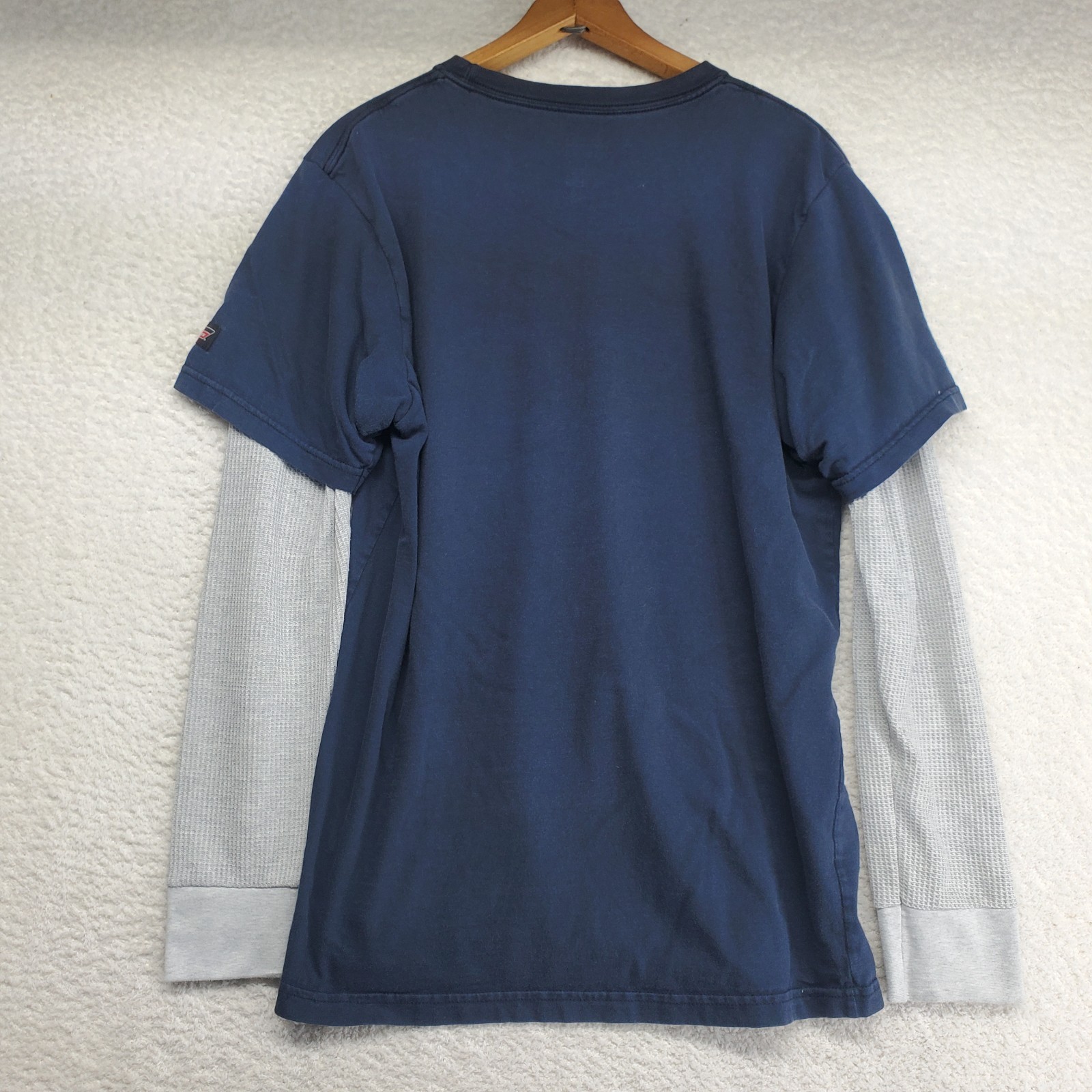 Dickies Men's Twofer T-Shirt Medium Gray Waffle Knit Sleeves Y2K Grunge Skater gallery