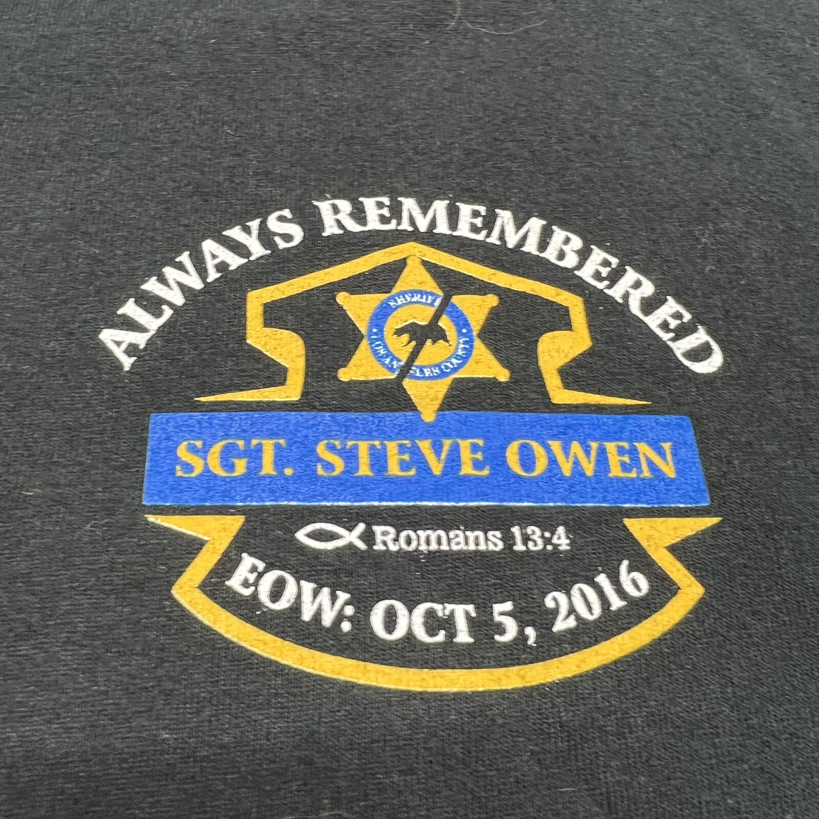 EOW ALWAYS REMEMBERED SGT "BULLFROG" STEVE OWEN Men's Black T Shirt End of Watch gallery