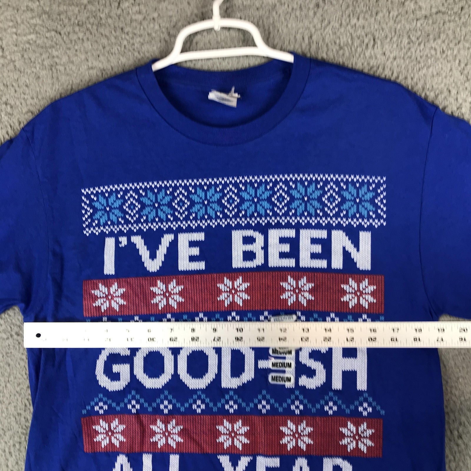 Delta Pro Weight Shirt Mens Medium Blue I've Been Good-ish All Year Ugly Xmas gallery