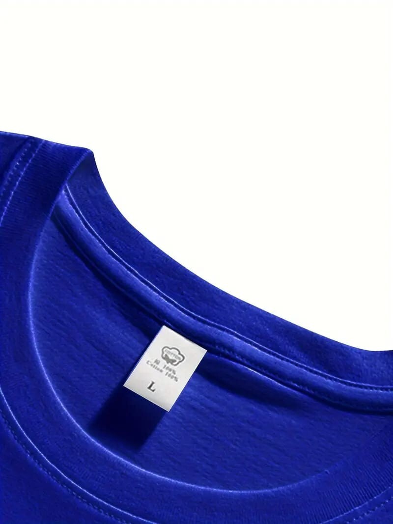 Men’s Classic Solid Plain Cotton Round Hem Scallop Essentials Tshirt S-2XL