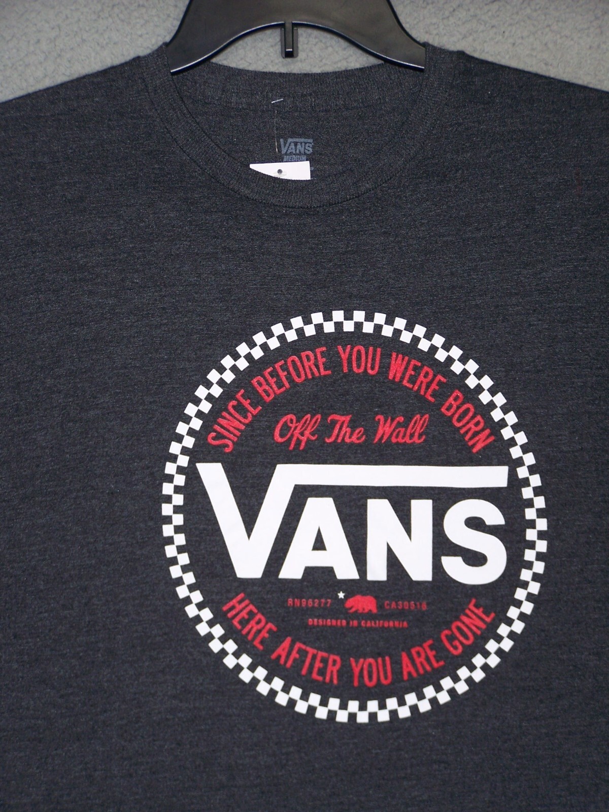 VANS Shirt Adult Medium Gray Graphic Big Logo Short Sleeve Classic Outdoor Mens gallery