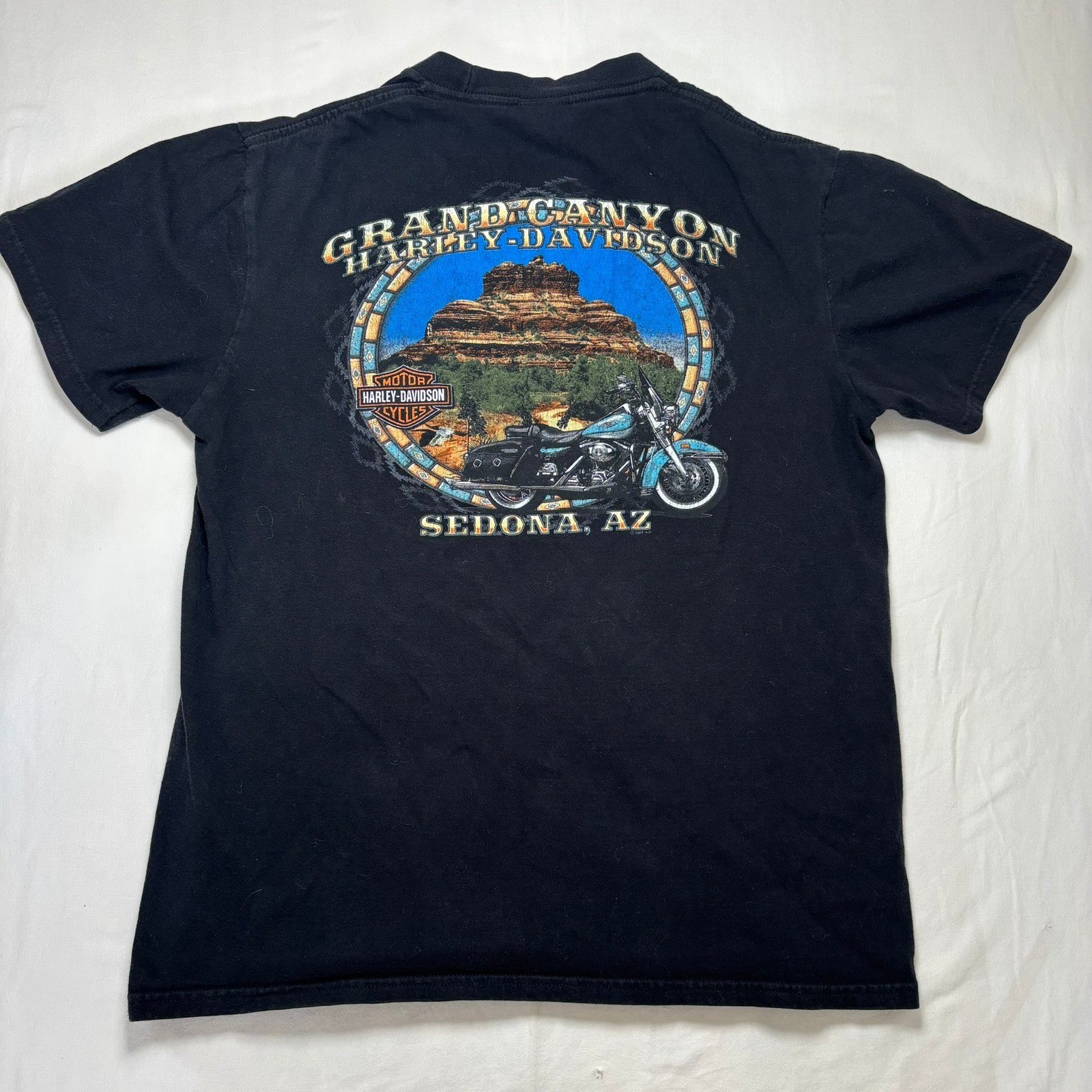 VTG 2009 Harley Davidson T-Shirt Mens L Black Grand Canyon Sedona AZ Pocket Tee gallery