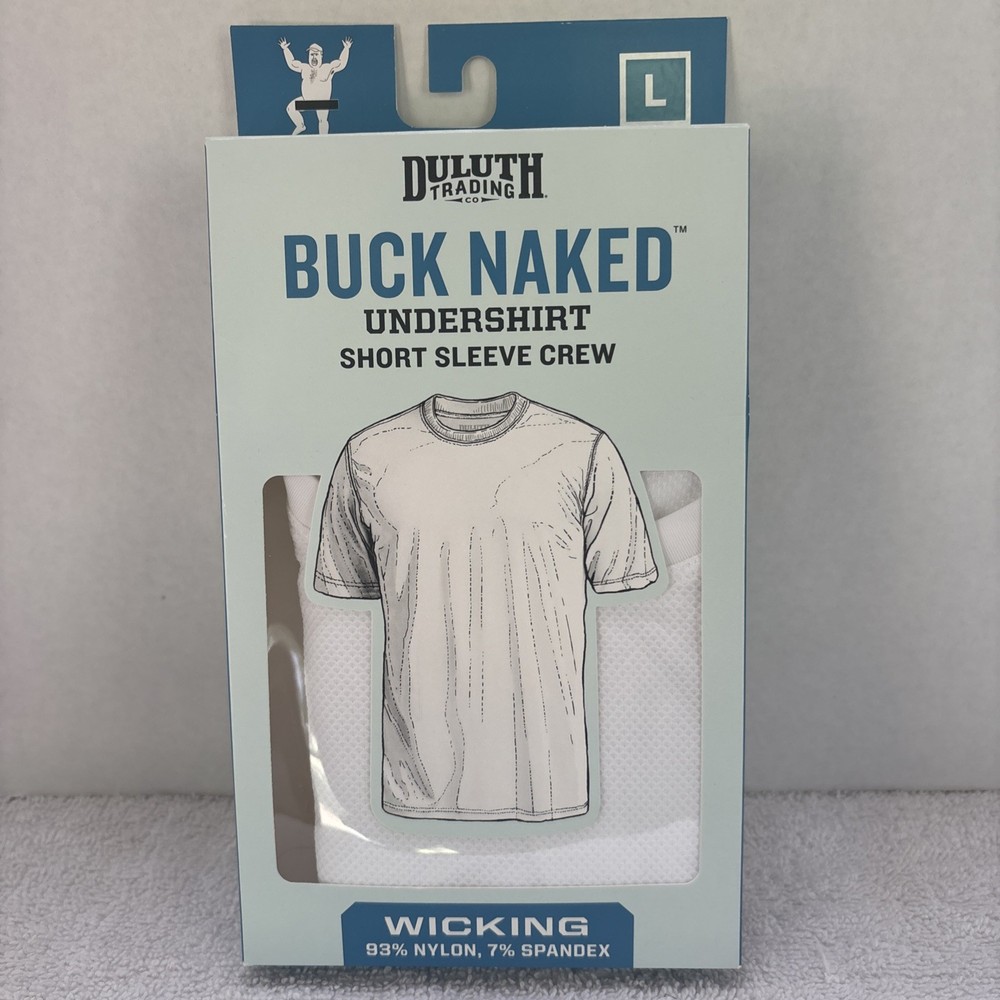 Duluth Trading Co Men’s White Go Buck Naked Performance Crew Undershirt Size L