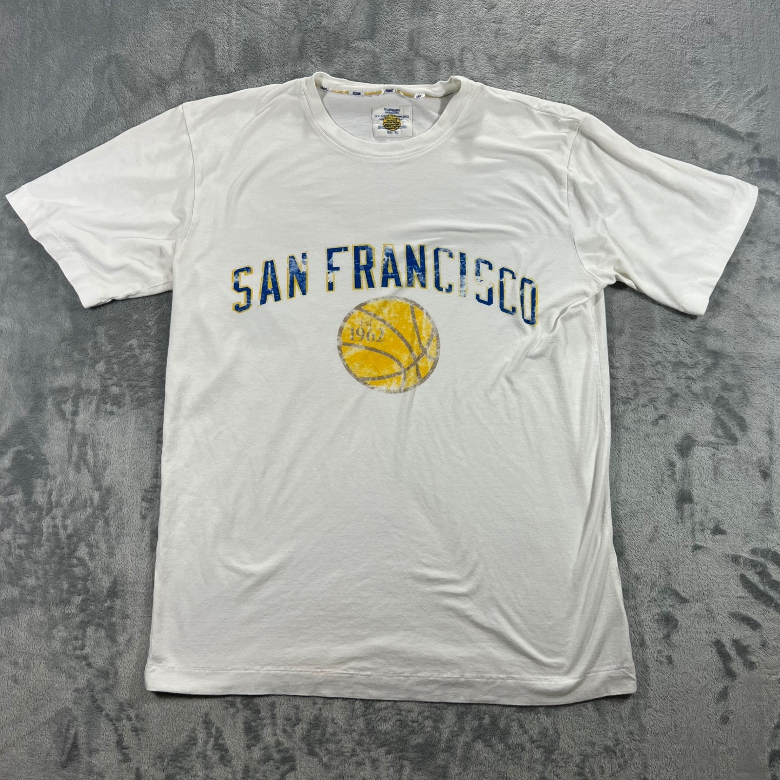 SAN FRANCISCO WARRIORS Vintage HWC T-Shirt Mens XL White 1962 Bamboo gallery