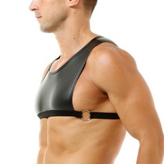 Men’s Elastic Body Chest Harness Mini Vest Faux Leather Crop Tops Sexy Clubwear