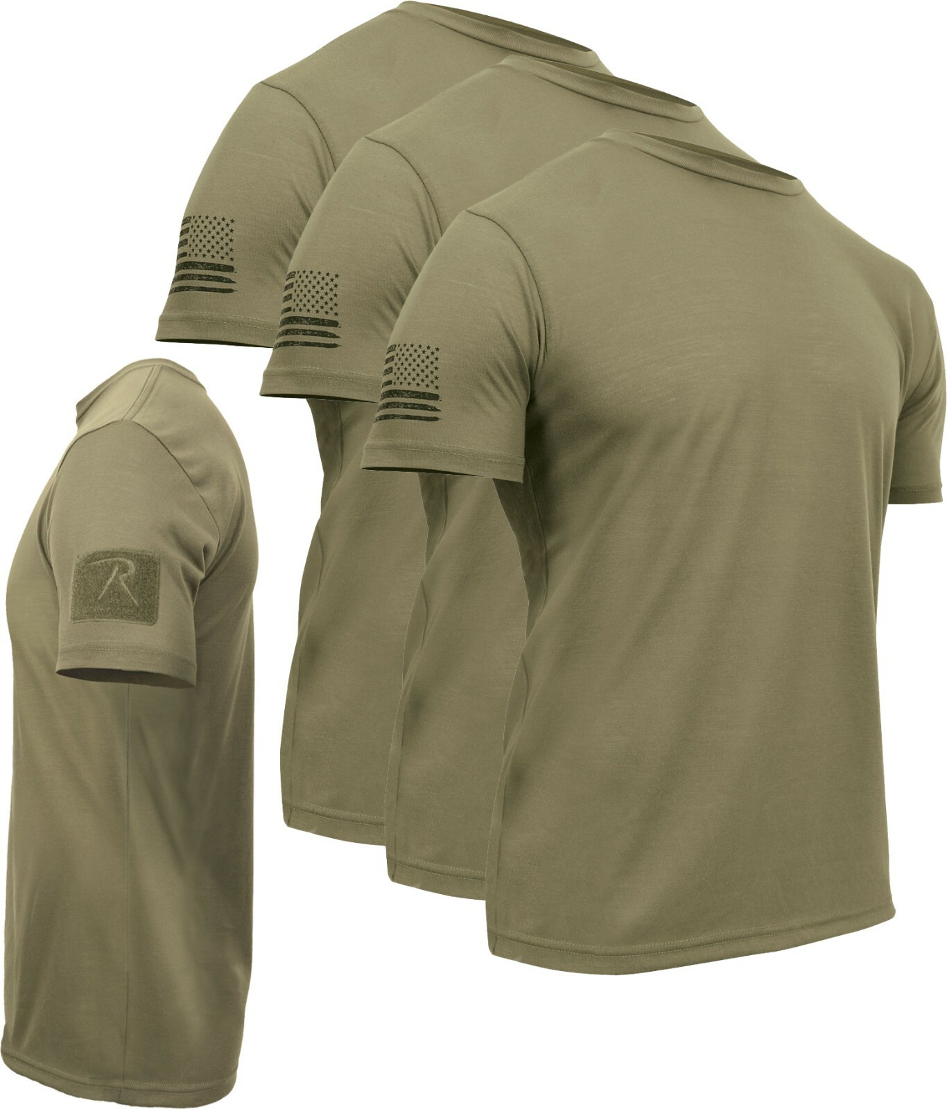 Coyote Brown AR 670-1 US Tactical T-Shirts Athletic Muscle Patch Loop Tee 3 Pack gallery