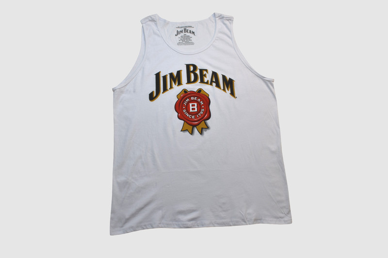 Jim Beam Mens Jim Beam Since 1975 Classic Bourbon Brand White Tank Shirt NWT 2XL