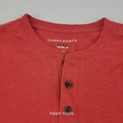 Saddlebred Mens Large Orange Flex Carbon Long Sleeve Pullover Henley Shirt