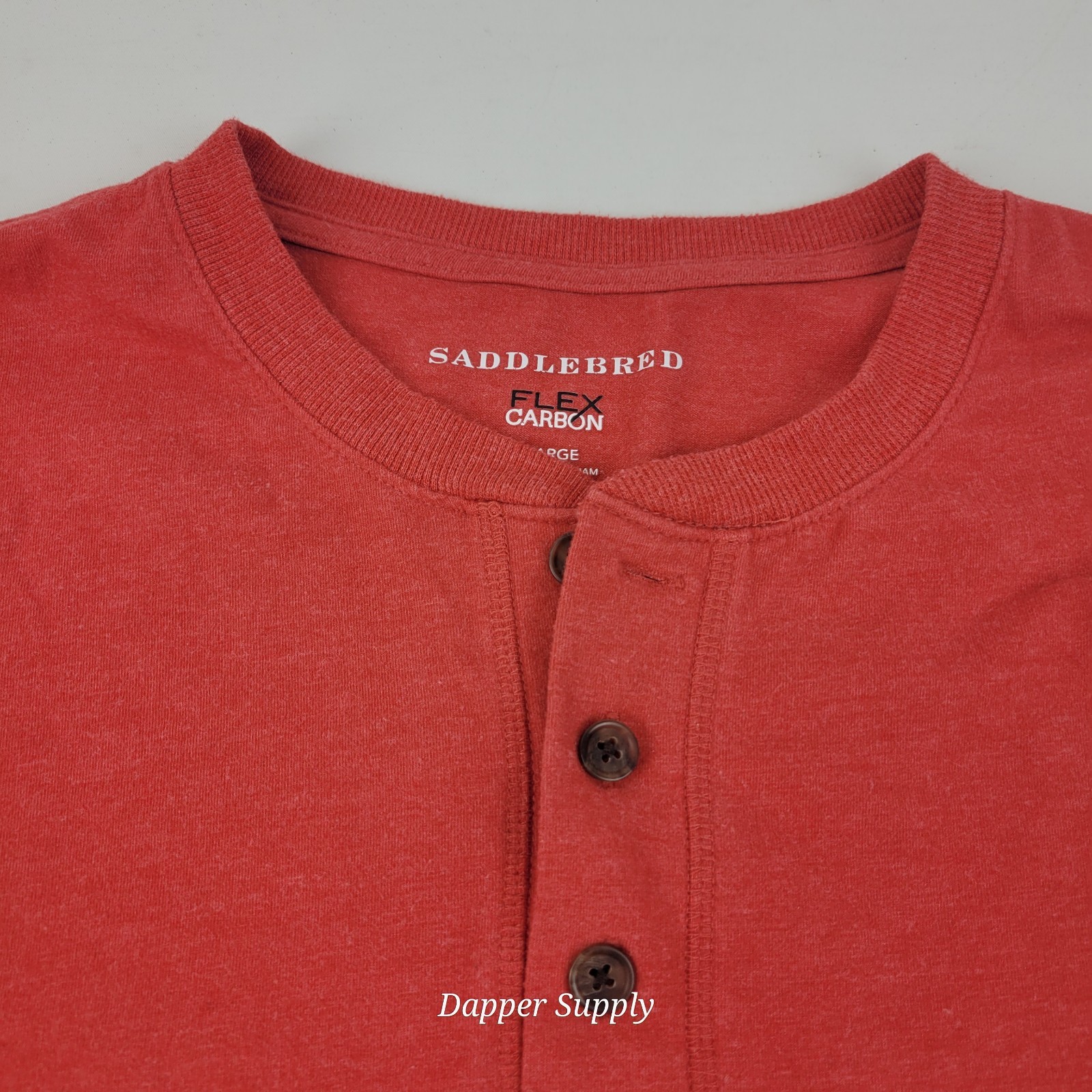 Saddlebred Mens Large Orange Flex Carbon Long Sleeve Pullover Henley Shirt gallery