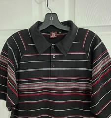 Burnside Men’s Polo T-Shirts Size Medium Cotton Short Sleeve Black Striped
