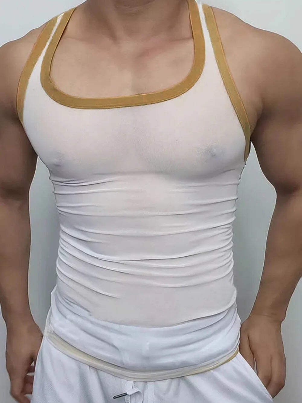 Men's Contrast Trim Wide Strap Tank gallery