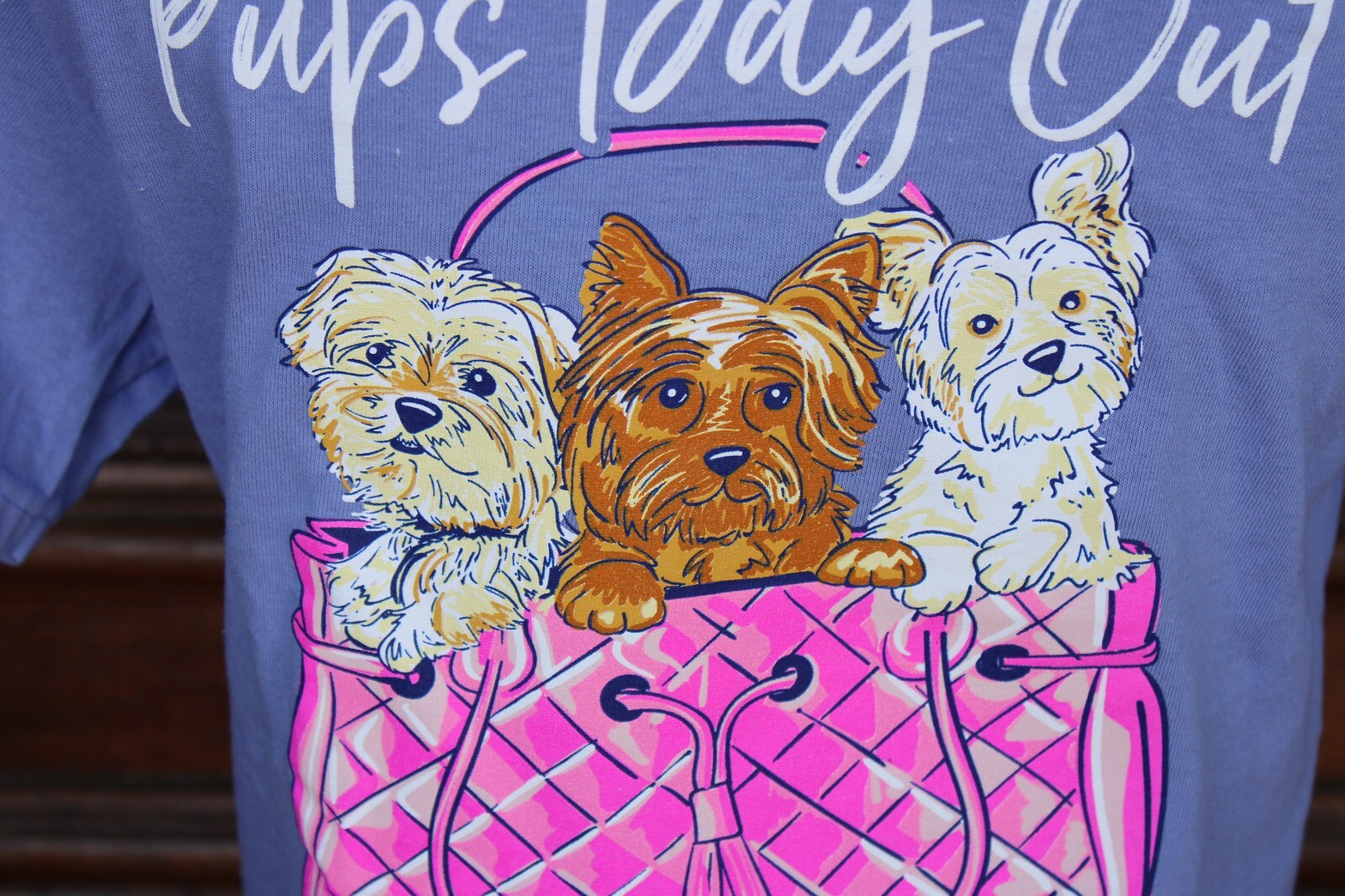 Puppie Love Purse Pups Short Sleeve T-Shirt - Purple, NEW gallery