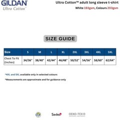 Gildan Mens Plain Long Sleeve Crew Neck Ultra Cotton T Shirts, Tops | S-2XL