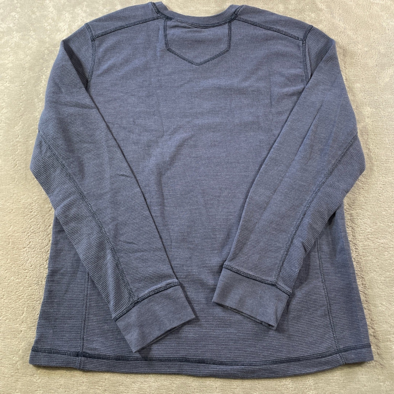 Eddie Bauer Thermal Shirt Mens Large Blue Waffle Knit Crewneck Outdoor Casual gallery