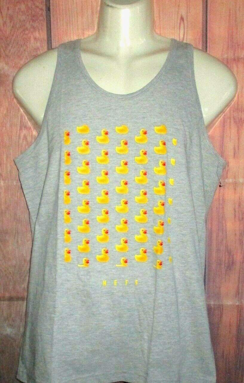 MENS NEFF RUBBER DUCK HEATHER GRAY TANK TOP T-SHIRT SIZE M