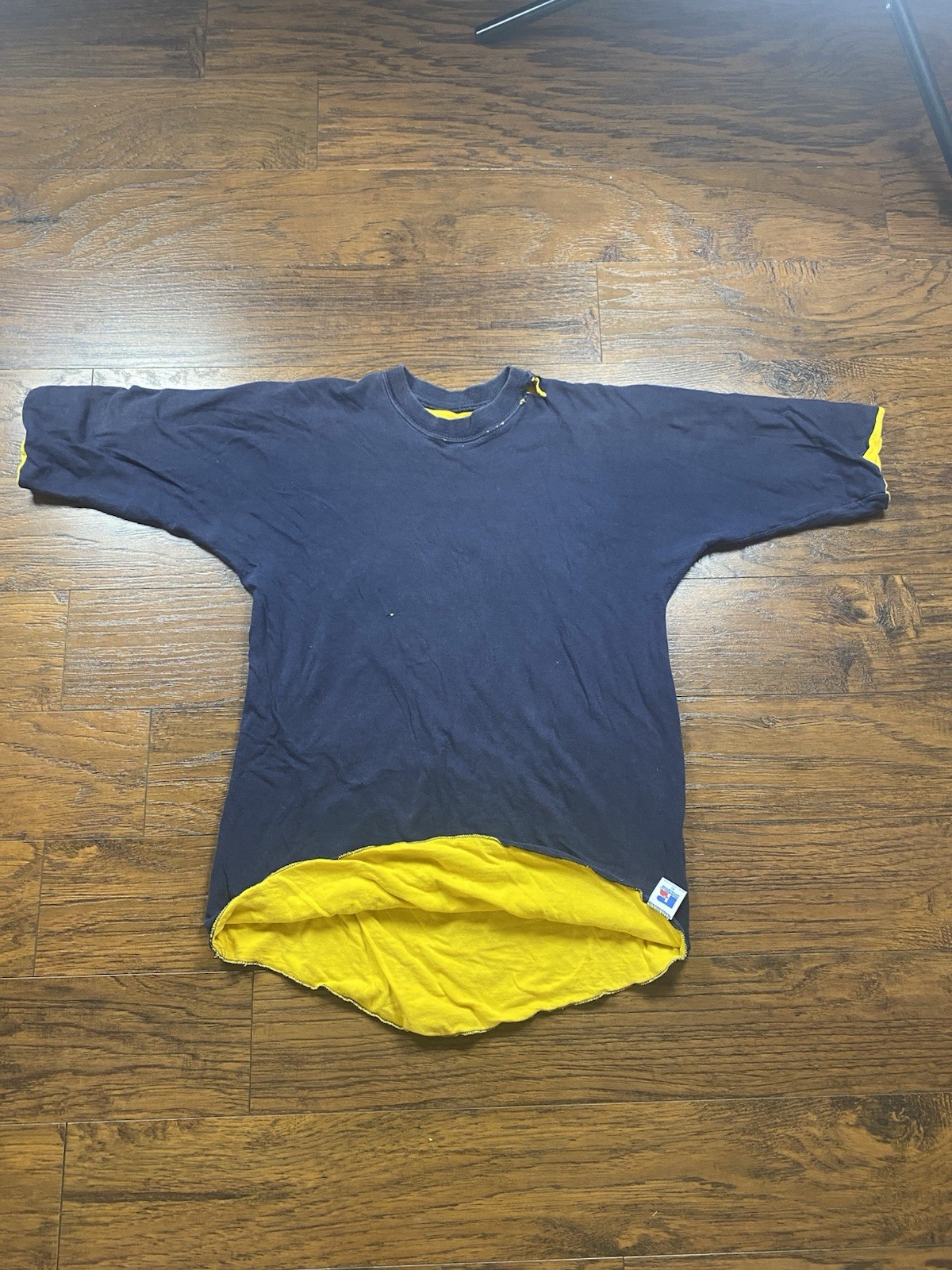 Vtg 80s Russell Reversible Shirt Navy/yellow Size XL Adult Thrashed Grunge gallery