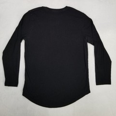 H&M Divided Men’s Medium Basic Black Long Sleeve Crewneck T-Shirt Curved Hem