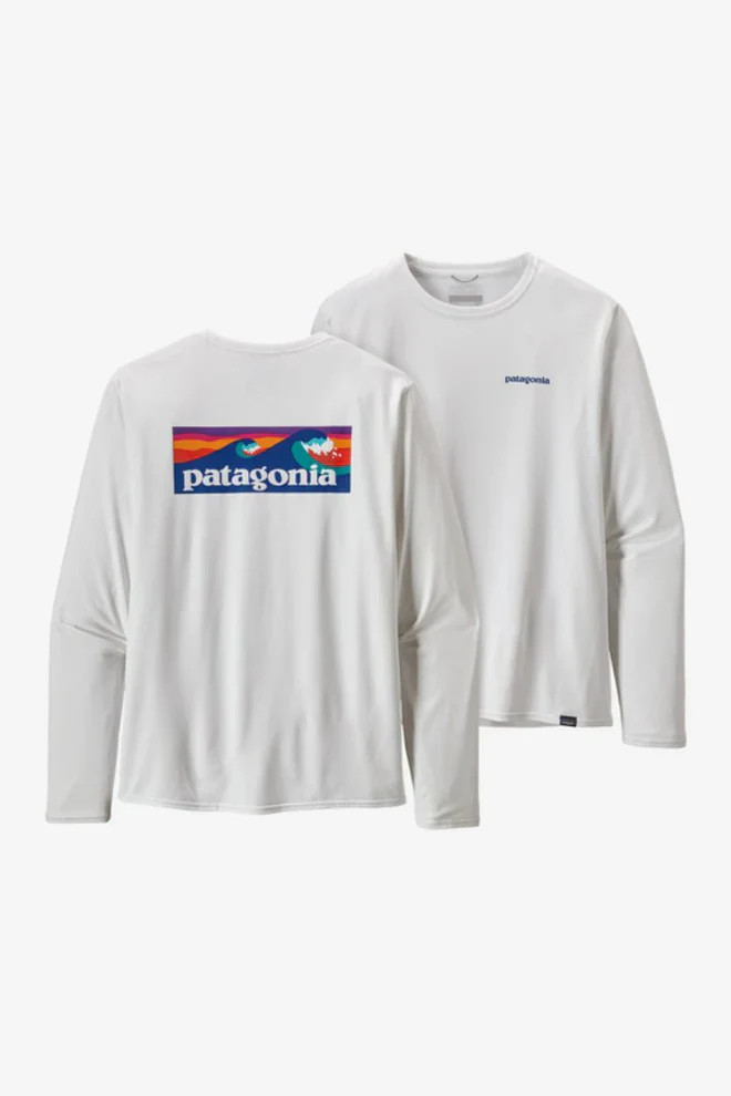 Patagonia Long Sleeve Cap Cool Daily Graphic Shirt Waters Boardshort Logo: White gallery