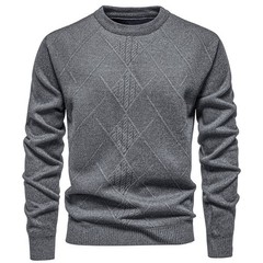Trendy Solid Color Mens Sweater with Slight Stretch Perfect for Layering