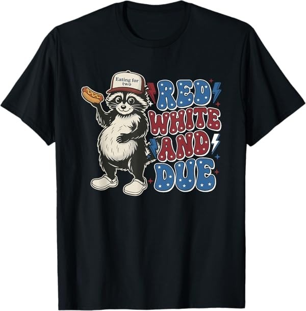 Red White and Due Funny Raccoon 4th of July Patriotic T-Shirt gallery