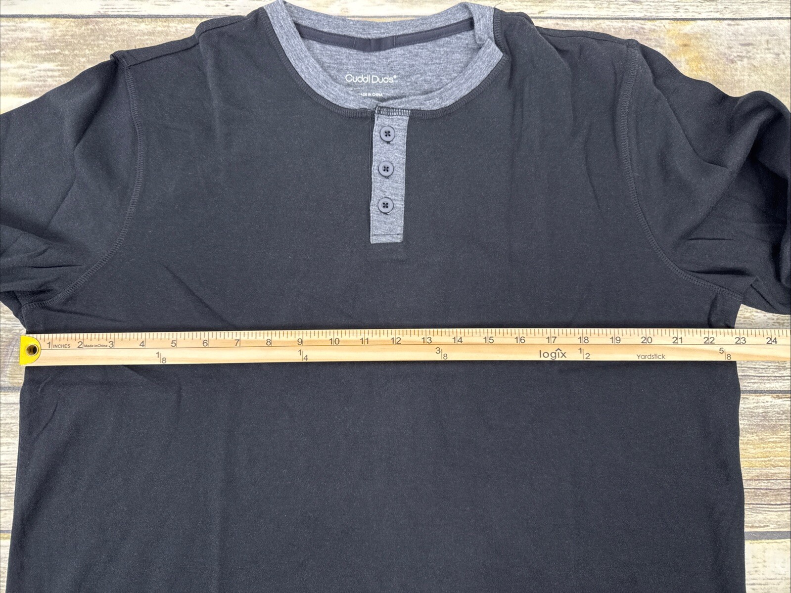 Cuddl Duds Mens Double Jersey Henley Shirt Mens Size L Black Long Sleeve QVC gallery