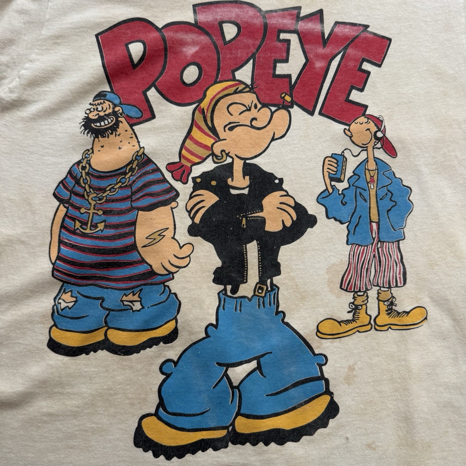 Vintage 80s 90s Popeye Cartoon T Shirt Size L Distressed Single Stitch Graphic gallery