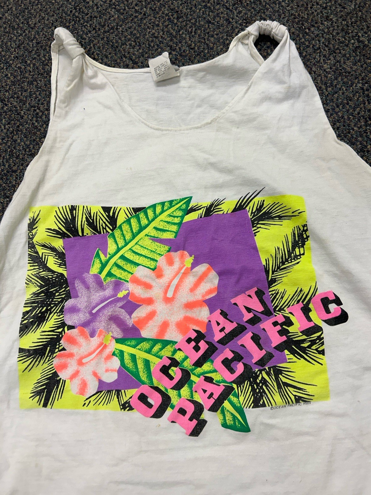 Vintage 90s Ocean Pacific Tank Top OP Surf Shark Beach One Size Fits All gallery