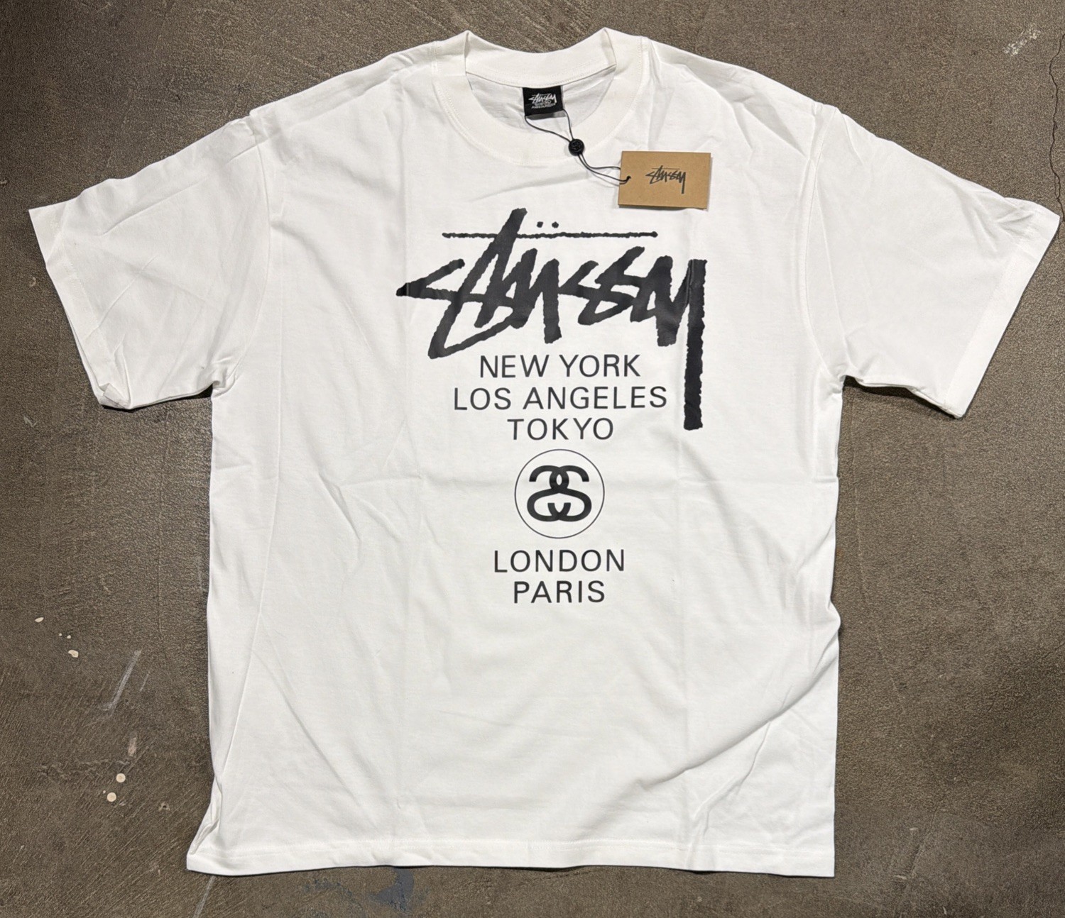 Stussy Shirt World Tour Tee Tshirt White Size XL NWT Double Sided Streetwear
