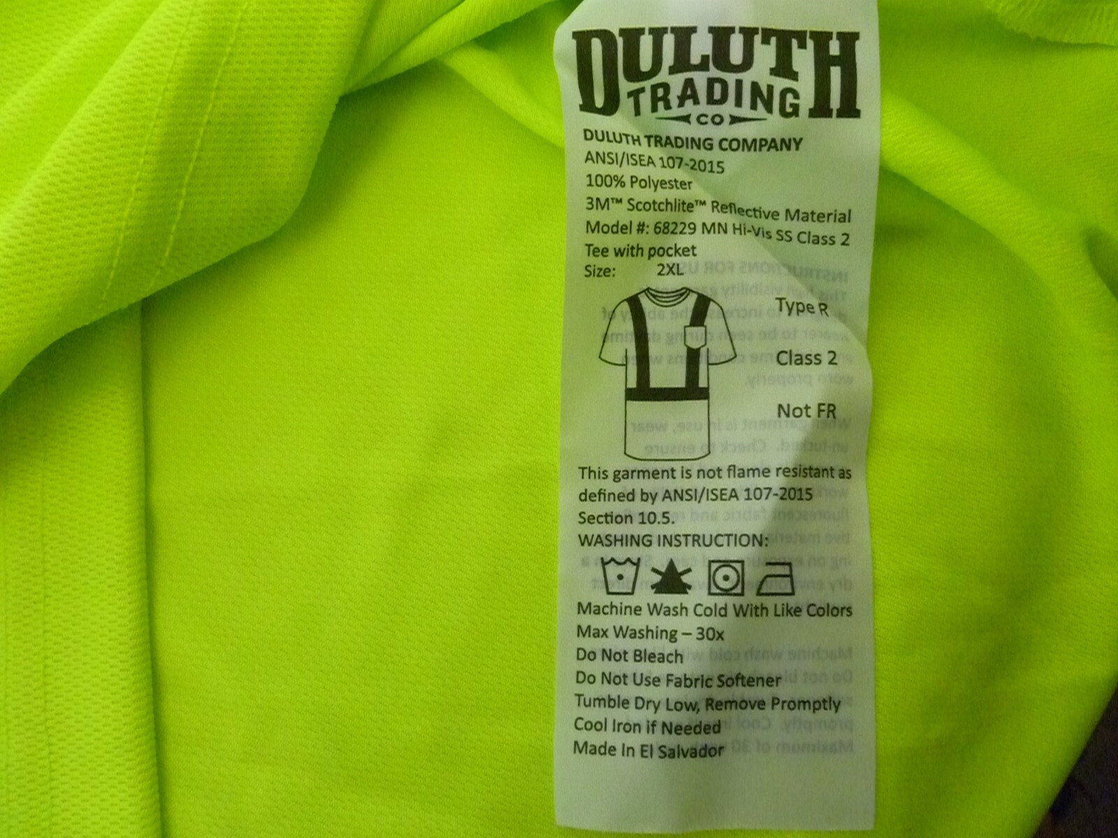 NEW Men's Duluth Trading Co Hi Vis Tee Shirt- Safety Green, 2XL gallery