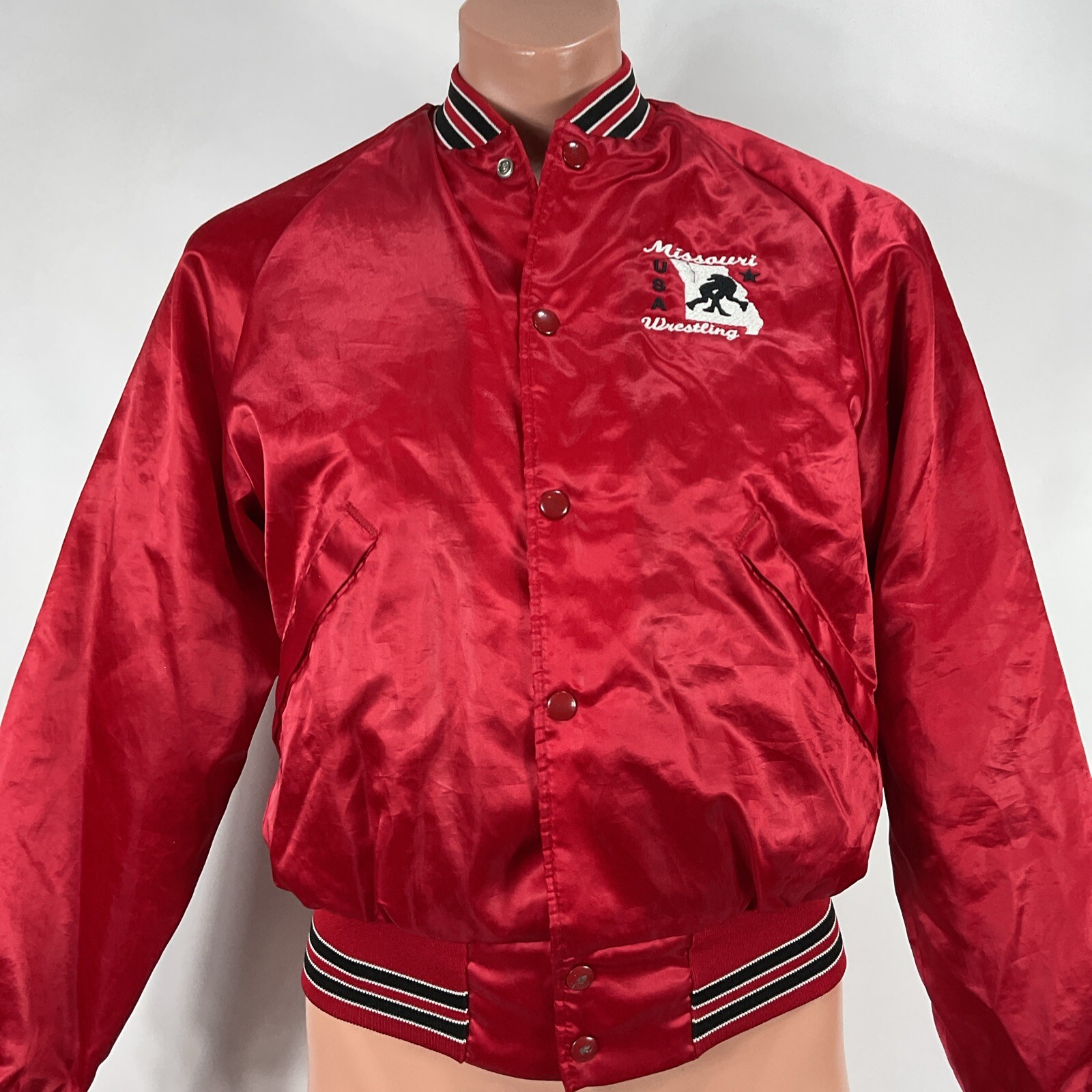Vintage Missouri USA Wrestling Red Satin Jacket Small National Team Rare gallery