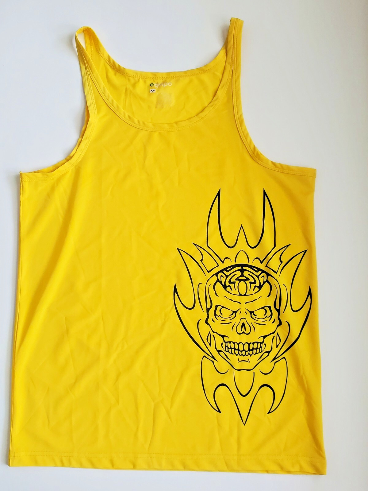 Equipo Yellow Tank Top M Polyester Spandex Sleeveless Graphic Skull Print gallery