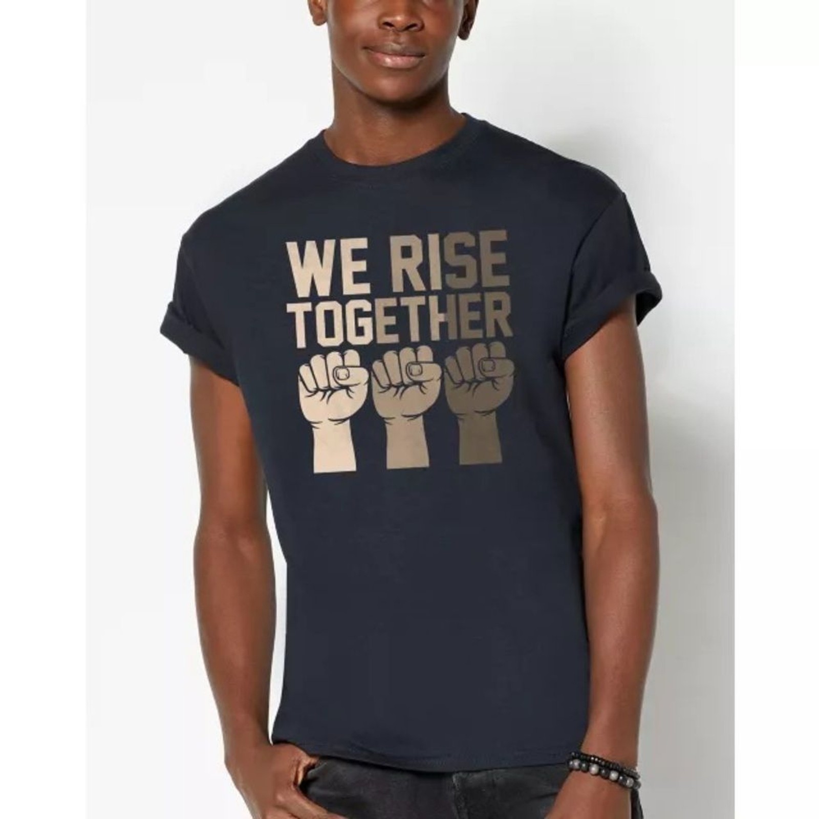 We Rise Together Black Graphic T-Shirt gallery