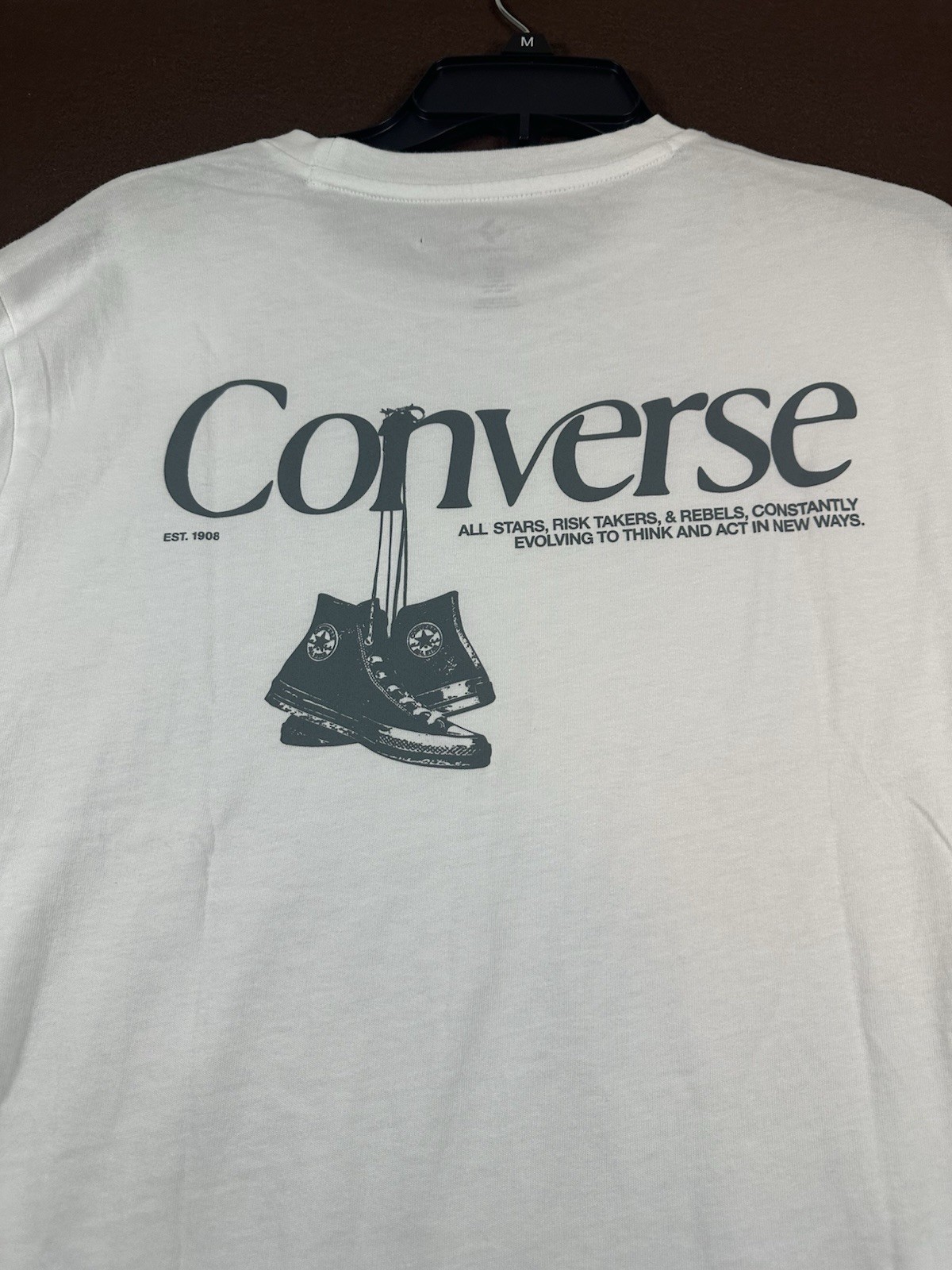 Converse Men’s Tee MEDIUM White Loose Fit Short Sleeves T-Shirt 100% Cotton NWT gallery