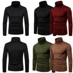Mens Stretch High Turtle Neck Roll Shirt Long Sleeve Winter Warm Jumper Tops ⇓