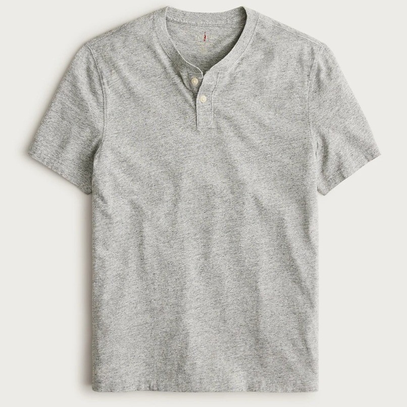 J. Crew Men XL Relaxed Vintage Jersey Henley Shirt Heather Grey NWOT $45 gallery